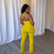 Plunge Neck Belted Jumpsuit