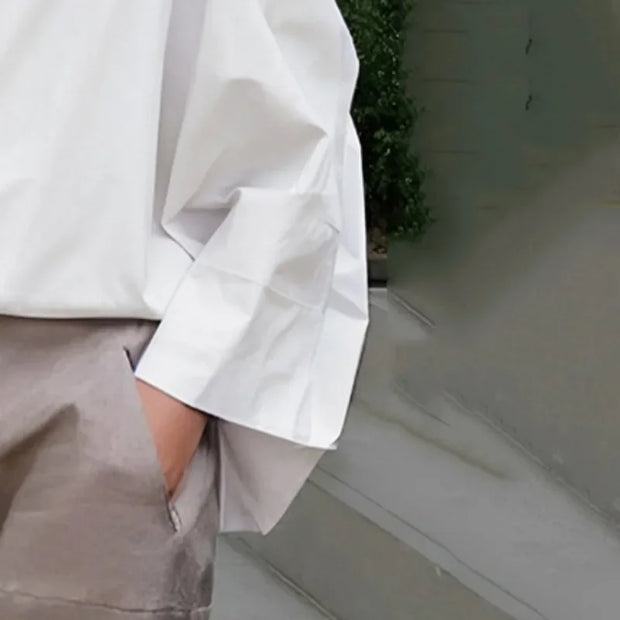 Oversized White Button-up Blouse Top