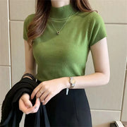 Classic Knit Short Sleeve Blouse Top