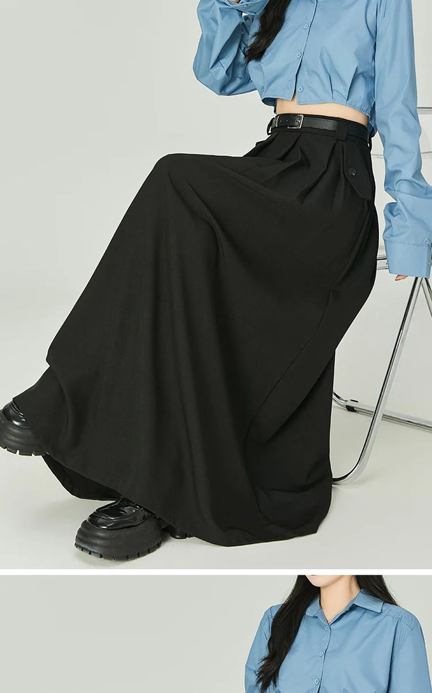 Elegant Casual Pleated Maxi Skirt