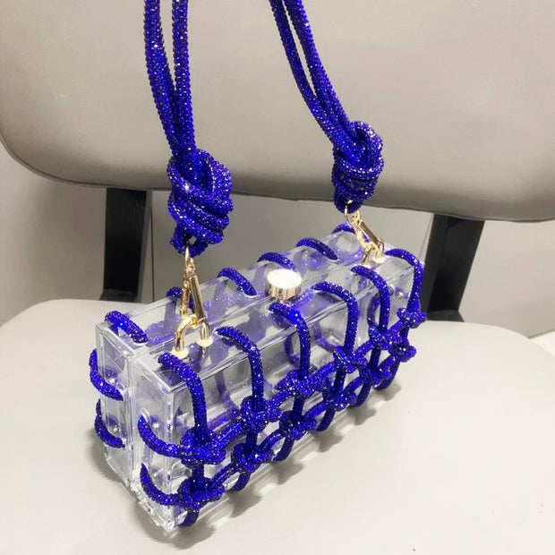handmade Rhinestones Evening bag silver Crystal handmade Bags