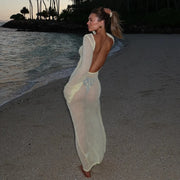 Sexy Beach Vacation Dress See Through Backless