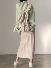 Solid Knitted Skirts For Womenew