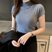 Classic Knit Short Sleeve Blouse Top