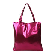 Shiny Metallic Leather Tote  Bag