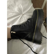 Women Boots Goth Casual Shoes Woman Leather Chelsea Classic Motorcycle Female Goth Shoes High Platform Boots Women Botas Mujer