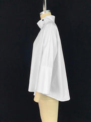 Oversized White Button-up Blouse Top