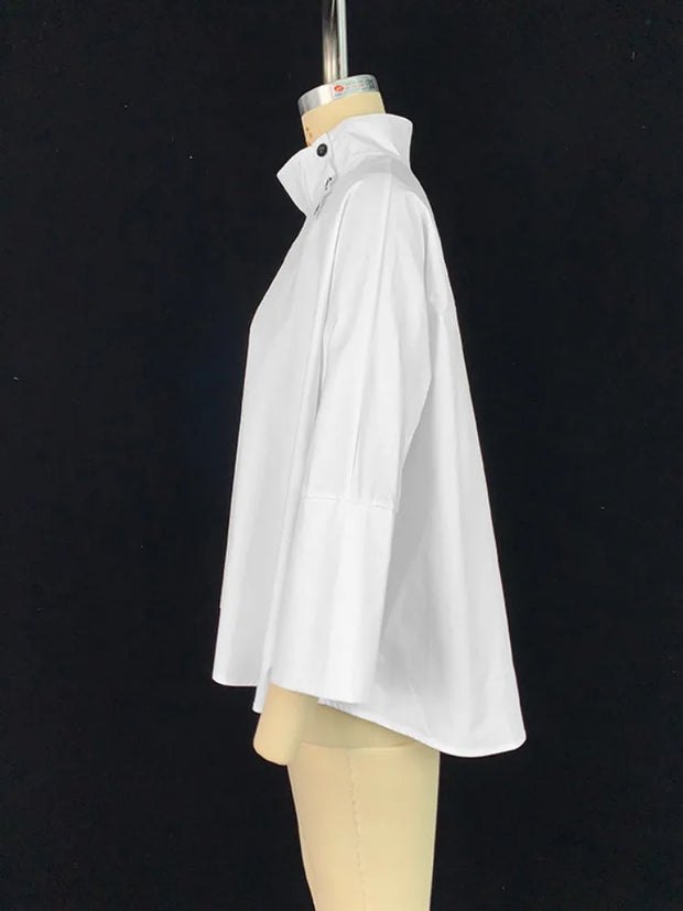 Oversized White Button-up Blouse Top