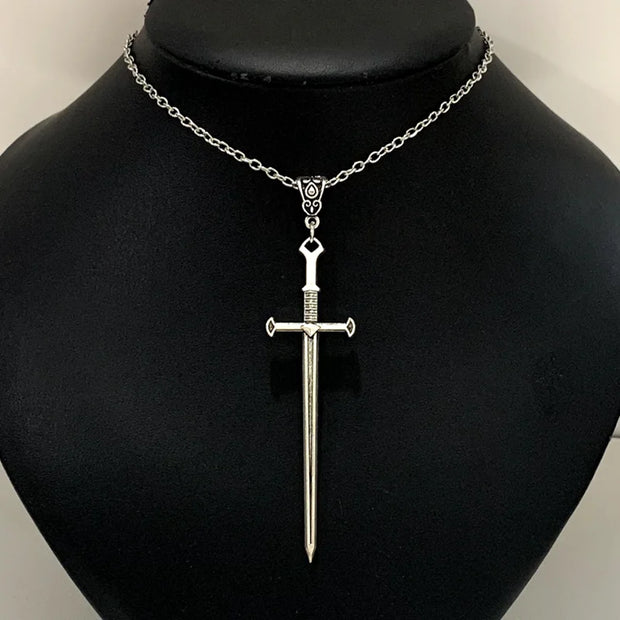 Gothic Sword Pendant Necklace - Bold Statement Chain