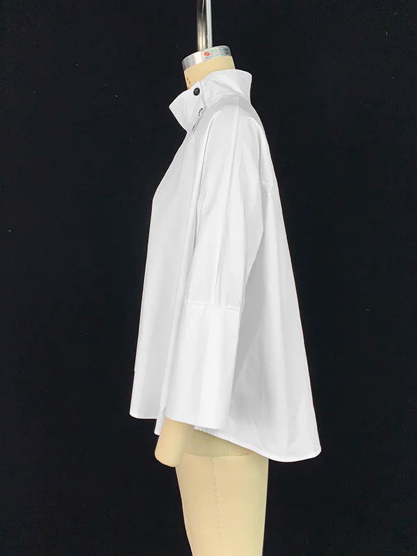 Oversized White Button-up Blouse Top