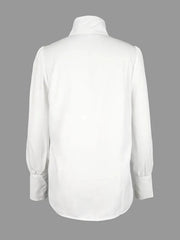 Chic High-Neck Satin Blouse - Classic White