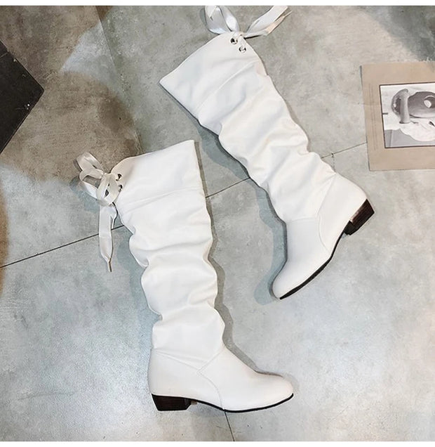 Women  Knee High Boots Red Black White Tall Boots