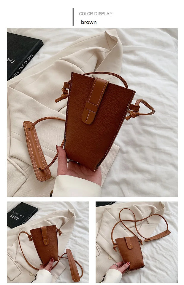 Women's Mobile Phone Bag Female Messenger Shoulder Bags Crossbody Retro PU Leather Bags Mini Handbags New Girls Purse Designer