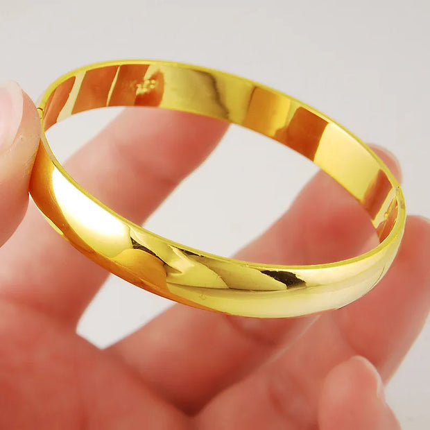Glossy Gold-Plated Bangle - 24K Inspired Bracelet