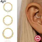Sterling Silver Zircon Nose Ring - Elegant 925 Hoop