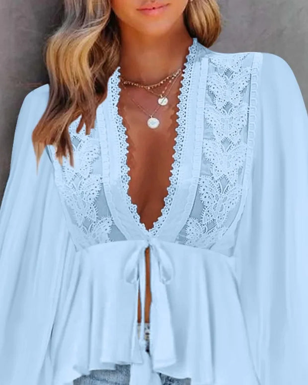 Boho Lace Detail Blouse Top