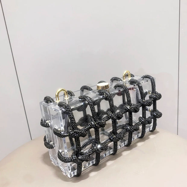 handmade Rhinestones Evening bag silver Crystal handmade Bags