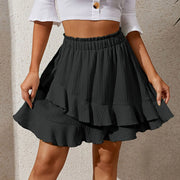 Women'S Skirt Fashion Women'S Ruffle Skirt High Waist Irregular Solid Color Short Skirt Women'S Fashionable Solid Color Skirt