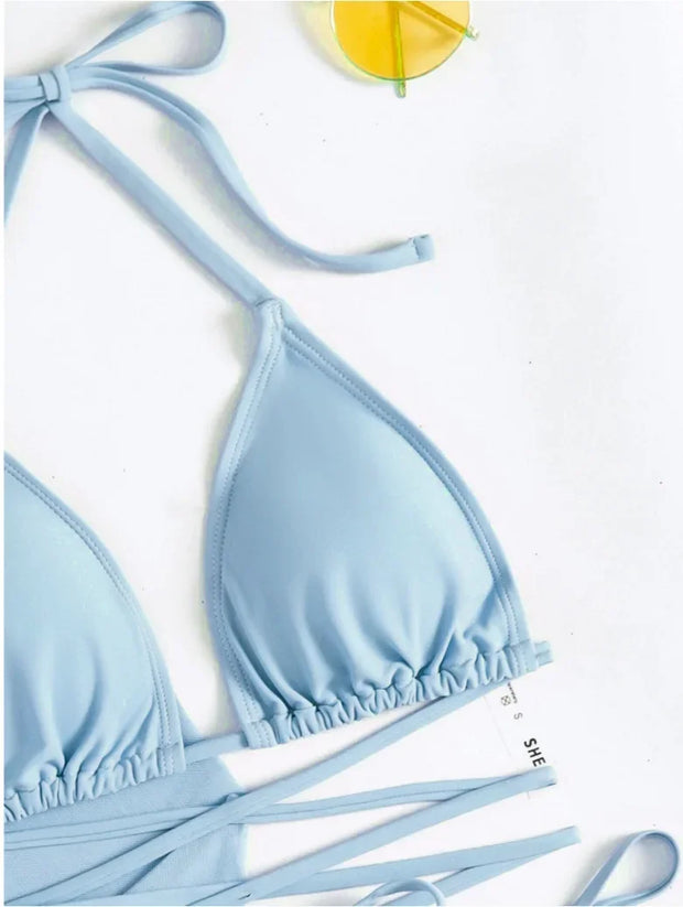 Tassel Tie Bikini Set with Cover-Up