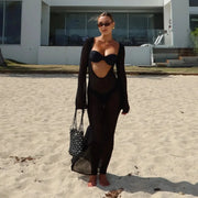 Sexy Beach Vacation Dress See Through Backless