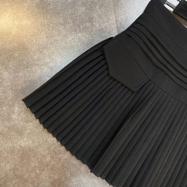 Pleated High-Waist Mini Skirt