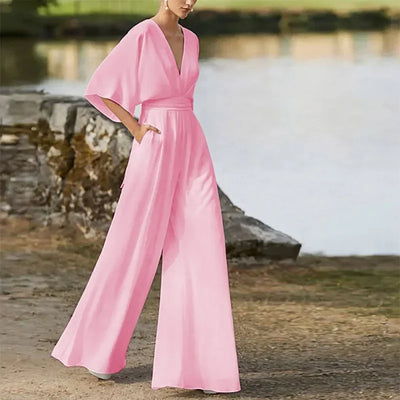 Elegant Wide-Leg V-Neck Jumpsuit