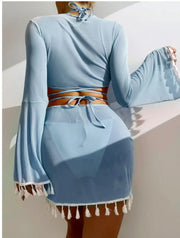 Tassel Tie Bikini Set with Cover-Up