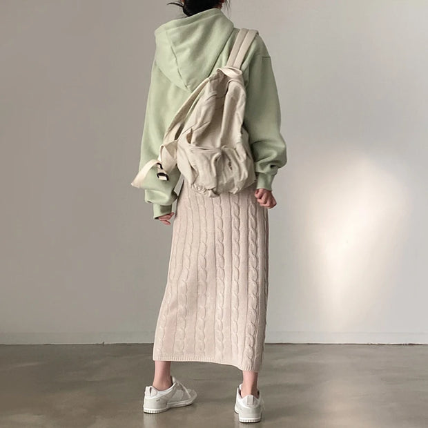 Solid Knitted Skirts For Womenew