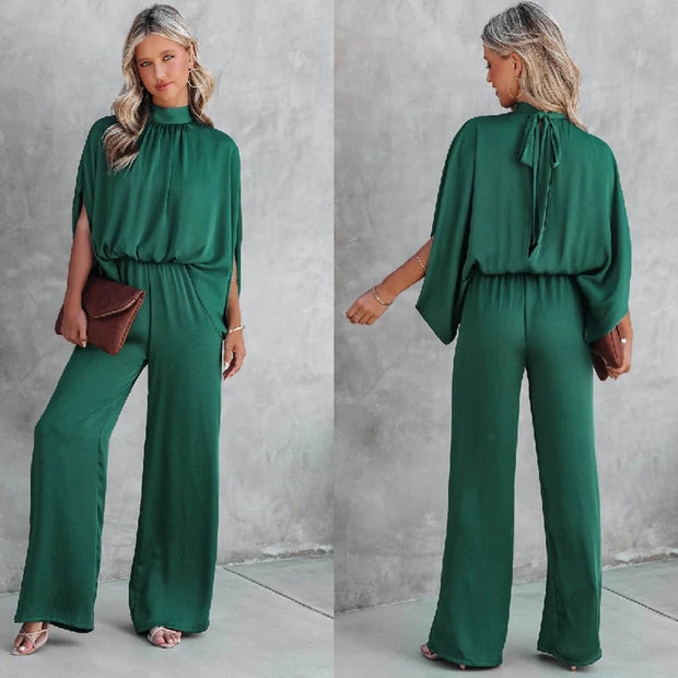Elegant Cape Sleeve Jumpsuit - Autumn Chic