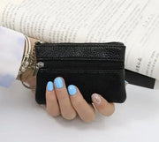 Mini Leather Coin Purse - Chic Pocket Wallet with Keyring