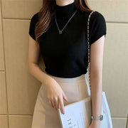 Classic Knit Short Sleeve Blouse Top