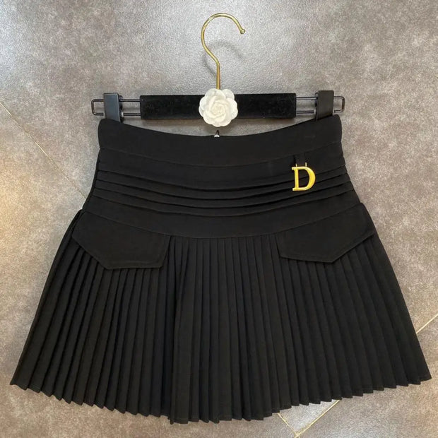 Pleated High-Waist Mini Skirt