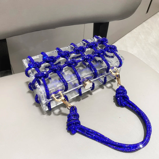 handmade Rhinestones Evening bag silver Crystal handmade Bags