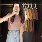 Blusas Mujer Blouses Top FemmeTops Women Blusas Mujer De Moda Verano Short Sleeve Knit Blouse Women Knitted Pullovers 2025