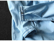 Elegant blouses for women 2025 summer ethnic long sleeve embroidery denim shirts and blouses jean shirts Y2K vintage top