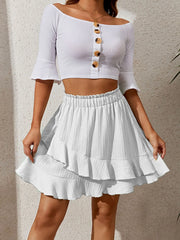 Women'S Skirt Fashion Women'S Ruffle Skirt High Waist Irregular Solid Color Short Skirt Women'S Fashionable Solid Color Skirt