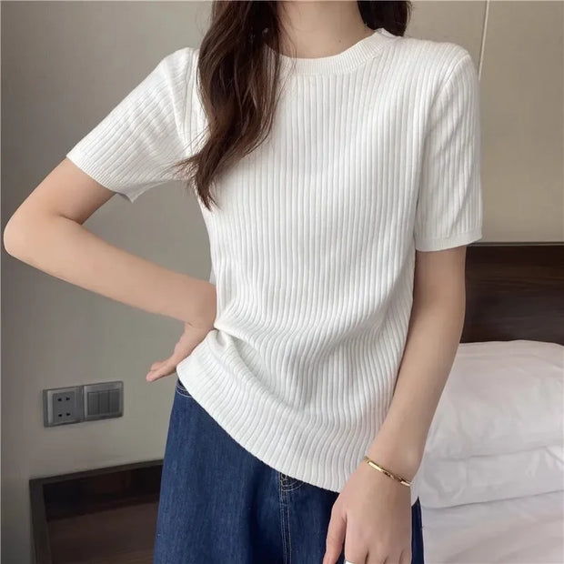 Blusas Mujer Blouses Top FemmeTops Women Blusas Mujer De Moda Verano Short Sleeve Knit Blouse Women Knitted Pullovers 2025