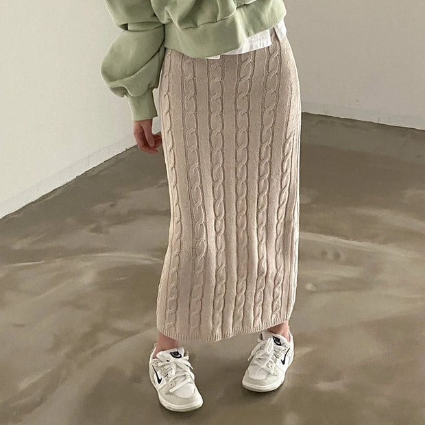 Solid Knitted Skirts For Womenew