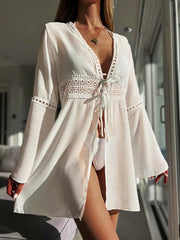 Boho Crochet Long-Sleeve Cover-Up