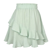 Women'S Skirt Fashion Women'S Ruffle Skirt High Waist Irregular Solid Color Short Skirt Women'S Fashionable Solid Color Skirt