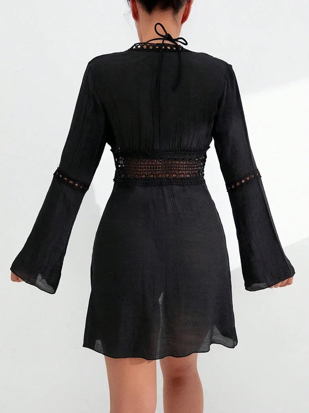Boho Crochet Long-Sleeve Cover-Up