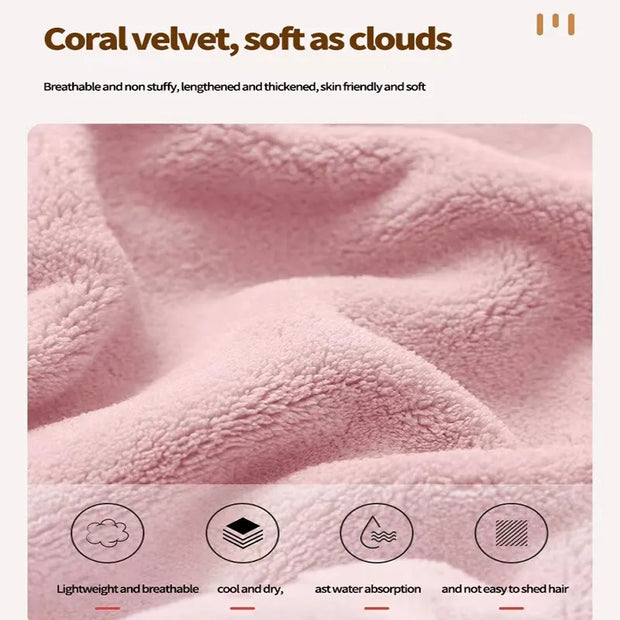 Dry Towel Bath Cap Cute Cartoon Coral Velvet Wrap Head Towel Hair Towel Absorbent Quick Dry Hair Cap Female Children and Adults