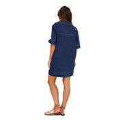 Fashion Denim Dress Casual V Neck Short Sleeve Loose Distressed Jean Dress 2024 Spring Summer Street Style Dresses Female