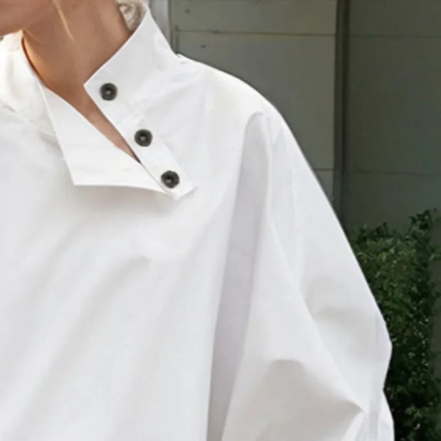 Oversized White Button-up Blouse Top