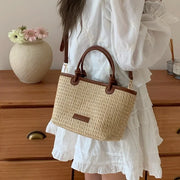 Woven Straw Crossbody Tote