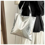 Shiny Metallic Leather Tote  Bag