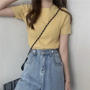 Blusas Mujer Blouses Top FemmeTops Women Blusas Mujer De Moda Verano Short Sleeve Knit Blouse Women Knitted Pullovers 2025