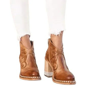 Western-Inspired Leather Ankle Boots