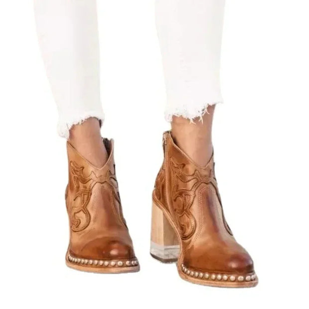 Western-Inspired Leather Ankle Boots