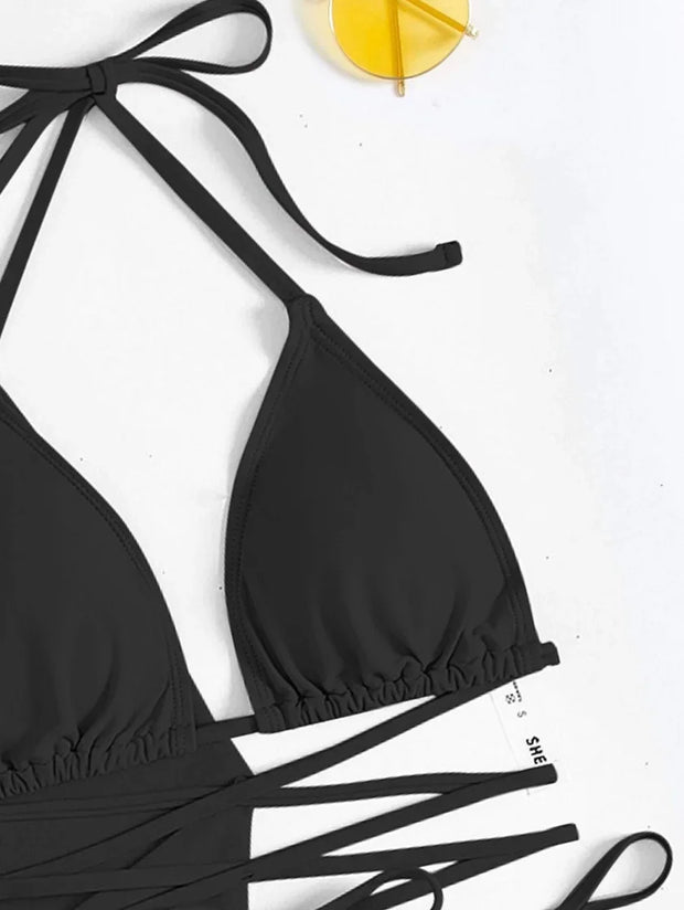 Tassel Tie Bikini Set with Cover-Up